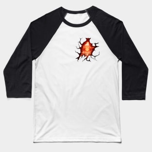 Burning Heart  Anamorphic Illusion Baseball T-Shirt